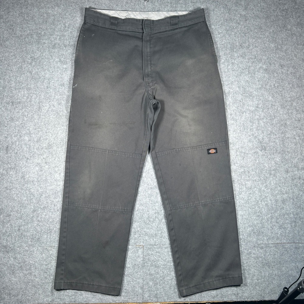 Dickies chino Pants Mens 38x30(36x30) grey‎ Loose Fit Double Knee workwear
